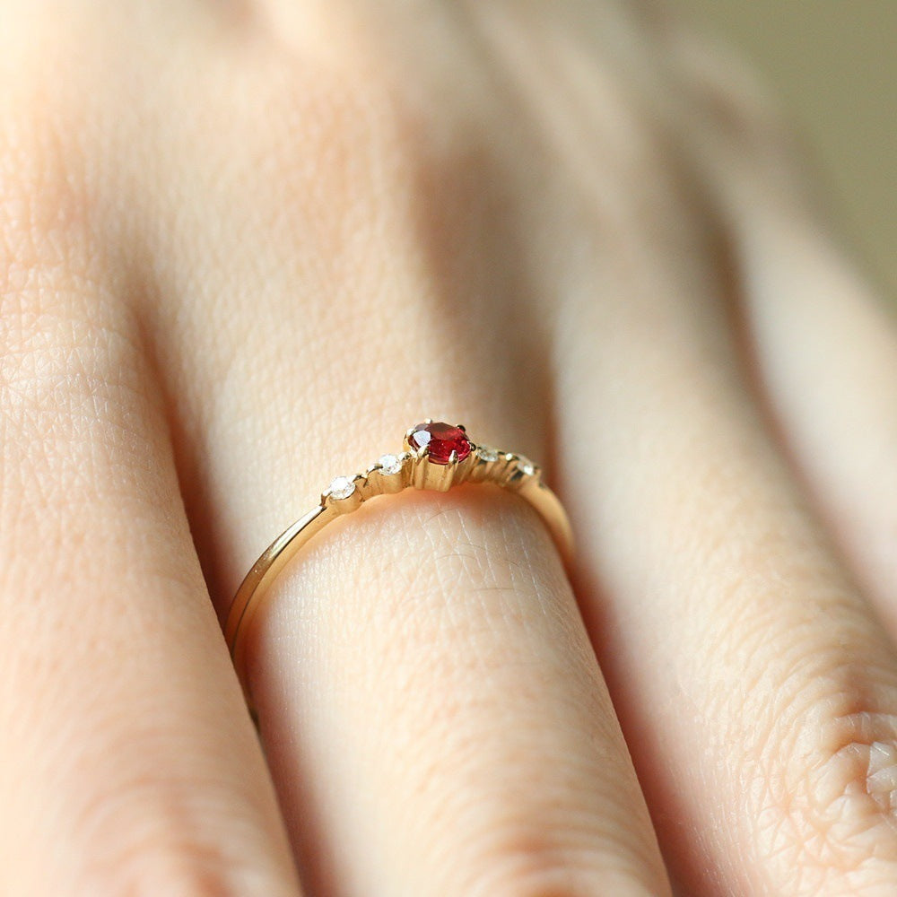 Noxypera 16k Gold Engagement Wedding Ruby with Diamonds Ring