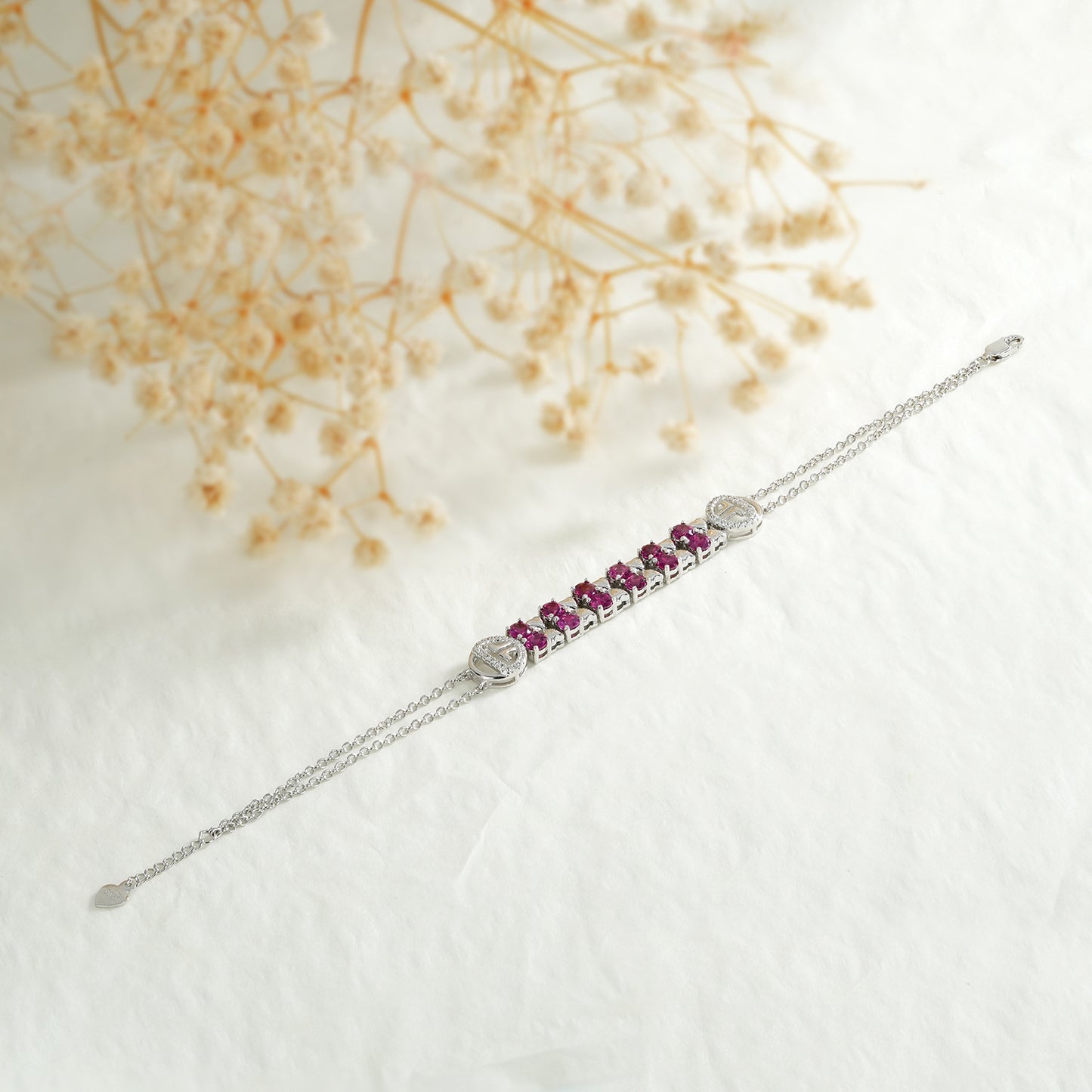 Noxypera S925 Sterling Silver Purple Garnet Bracelet Women