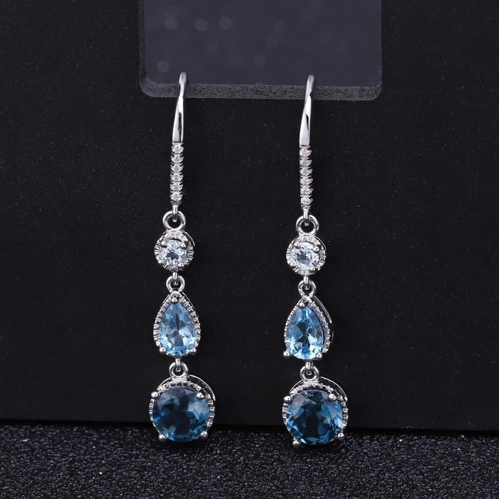 Noxypera S925 Silver Natural Topaz Gemstone Earrings