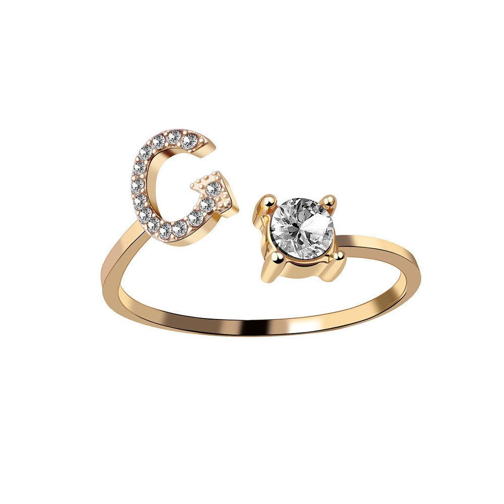 Noxypera Adjustable 26 Initial Letter Ring